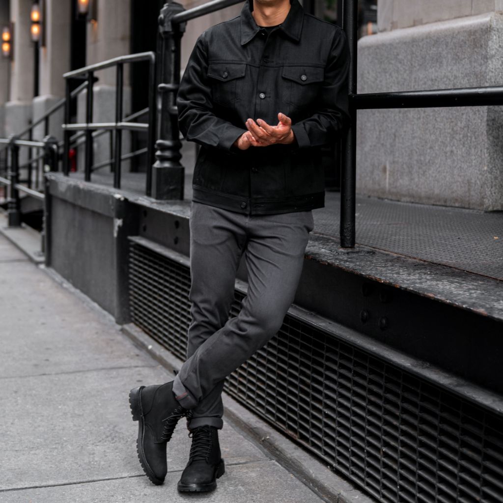 Selvedge Denim Trucker Jacket | Black - Image 3